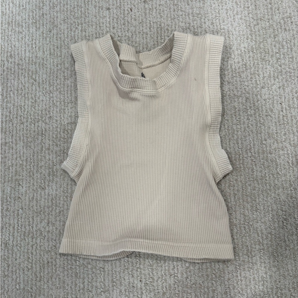 FP Movement by Free People Cream Crop Top